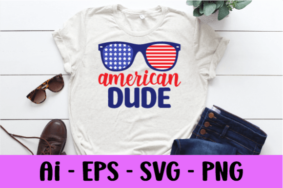 American Dude Sunglass USA Flag Svg - A Vibrant Graphic Design Asset