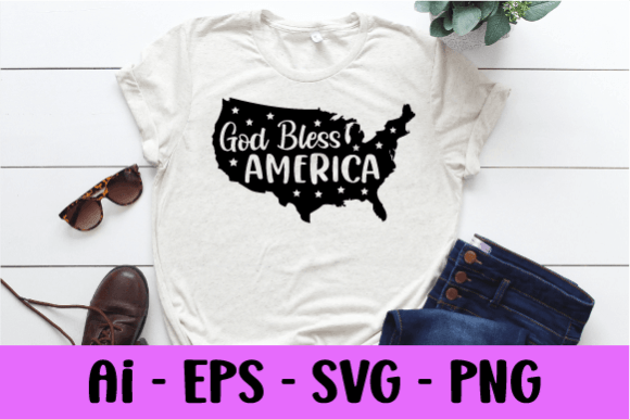 God Bless America Map Svg for Print Templates and Graphics