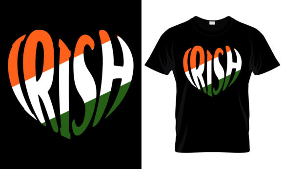 Irish Heart Word Art - Irish Flag Design Graphics for T-Shirt Designs