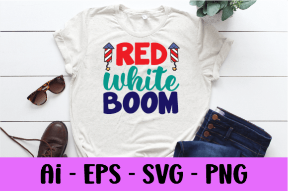 Red White Boom Svg – A Festive Graphic Design Asset for Print Templates