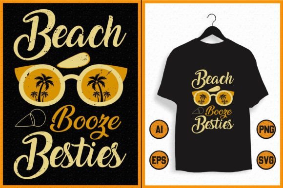 Vintage Beach Booze Besties Shirt SVG for T-Shirt Designs