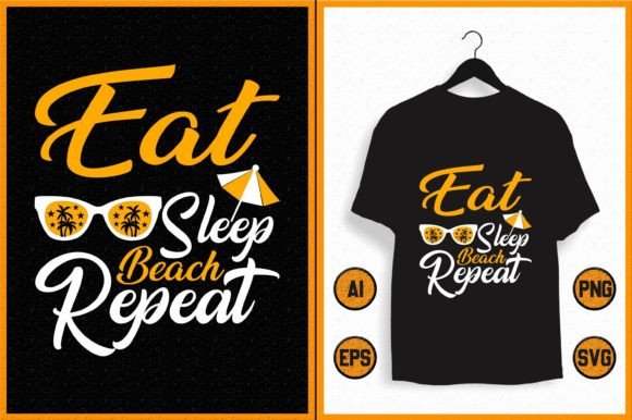 Vintage Eat Sleep Beach Repeat Shirt SVG for T-Shirt Designs